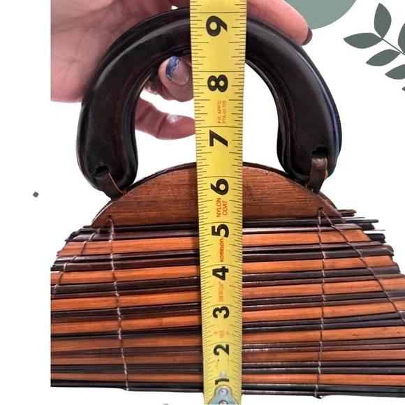 Vintage Wooden Slat Handbag | Boho Resort Statement Purse - Picture 8 of 10